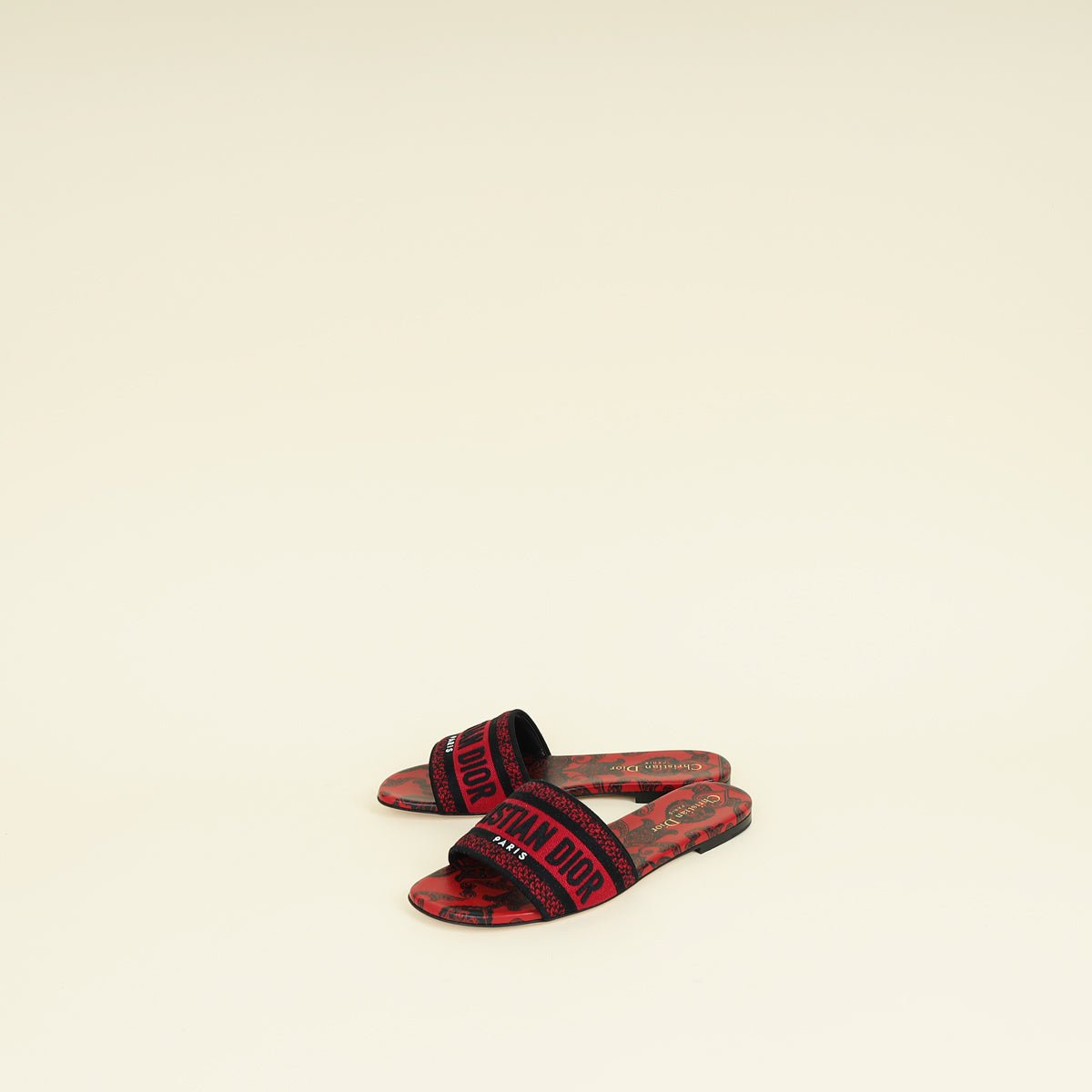 Christian Dior Bicolor Bandana Embroidered Dway Slide Sandal 37