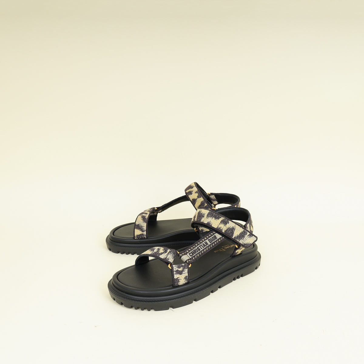 Christian Dior Bicolor Mizza Cotton Embroidered D-Wave Sandal 38