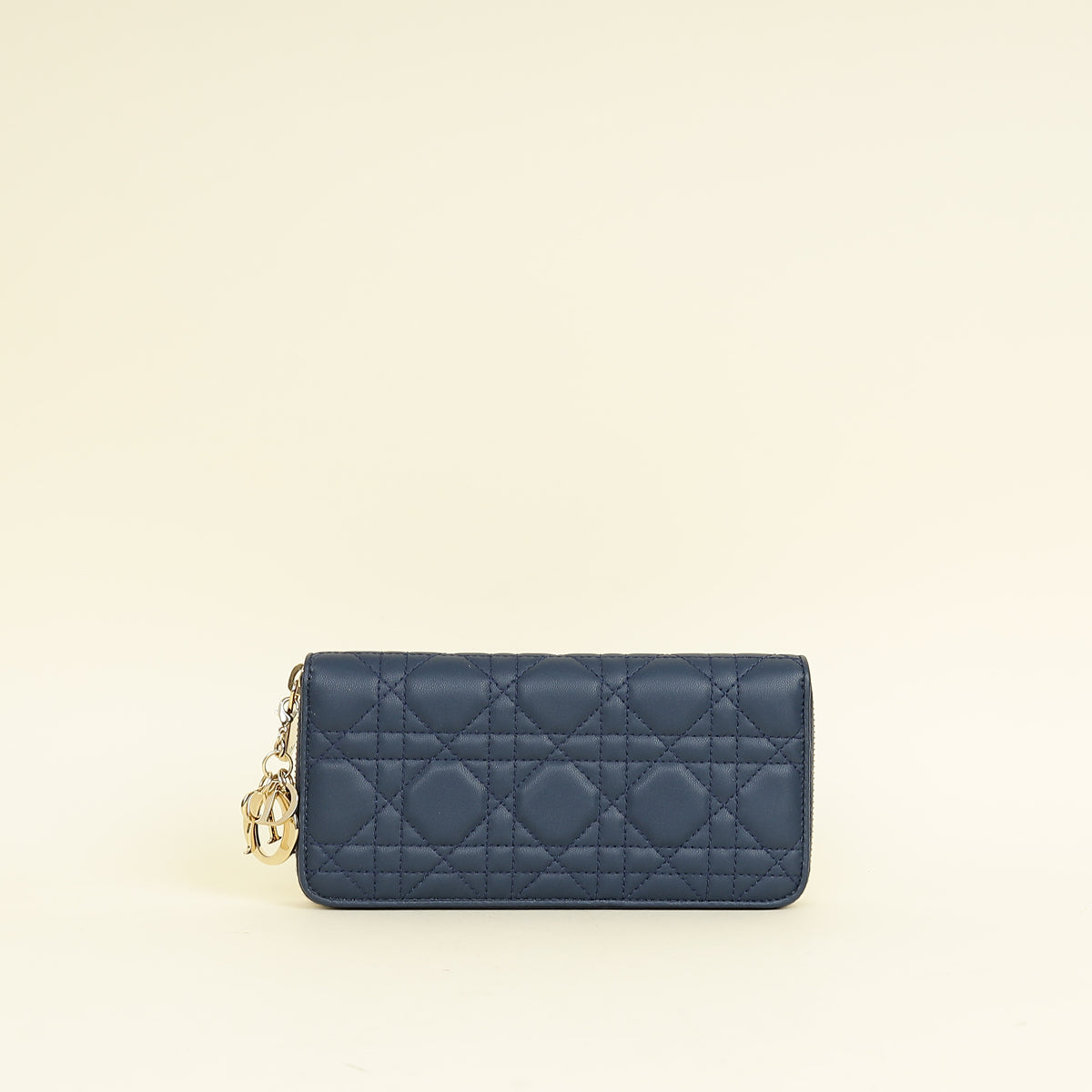 Christian Dior Blue Lady Dior Cannage Voyageur Wallet