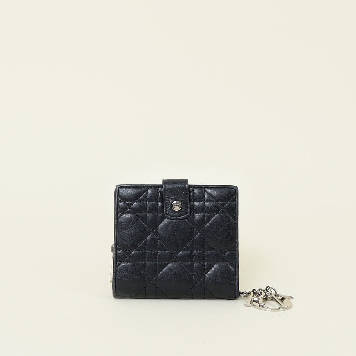 Christian Dior Black Cannage Lady Dior French Wallet