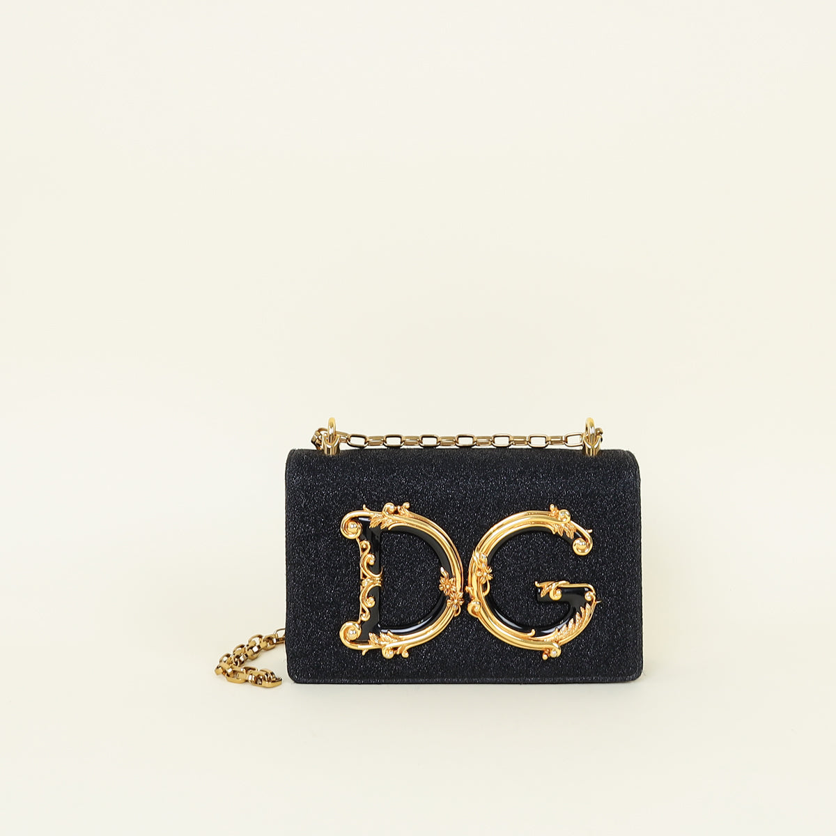 Dolce & Gabbana Black DG Grils Flap Chain Shoulder Bag