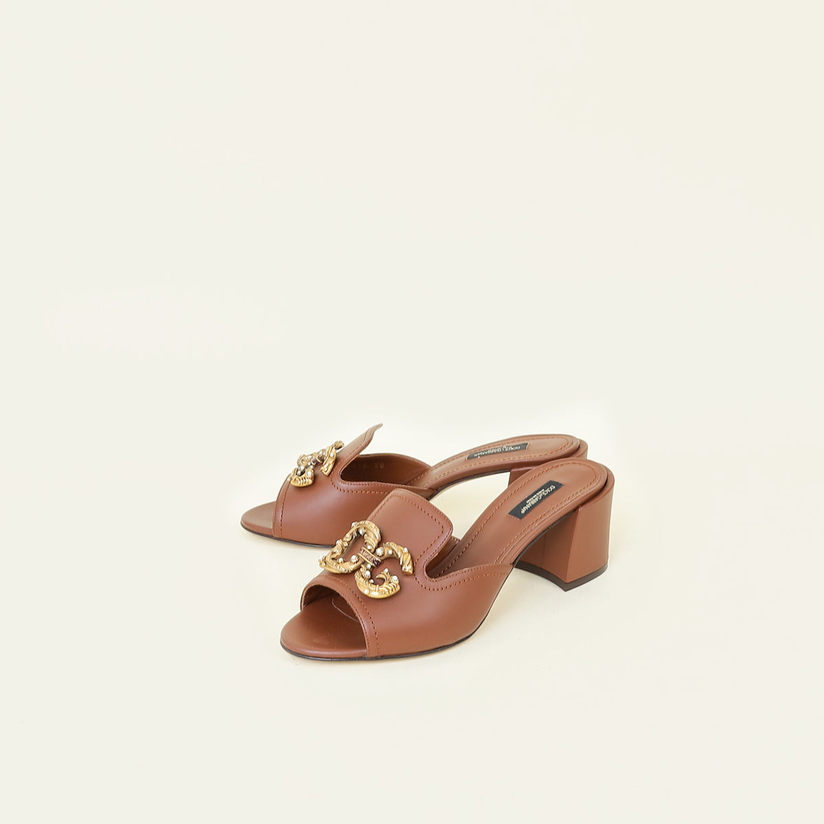 Dolce & Gabbana Brown DG Amore Bianca Sandals 38