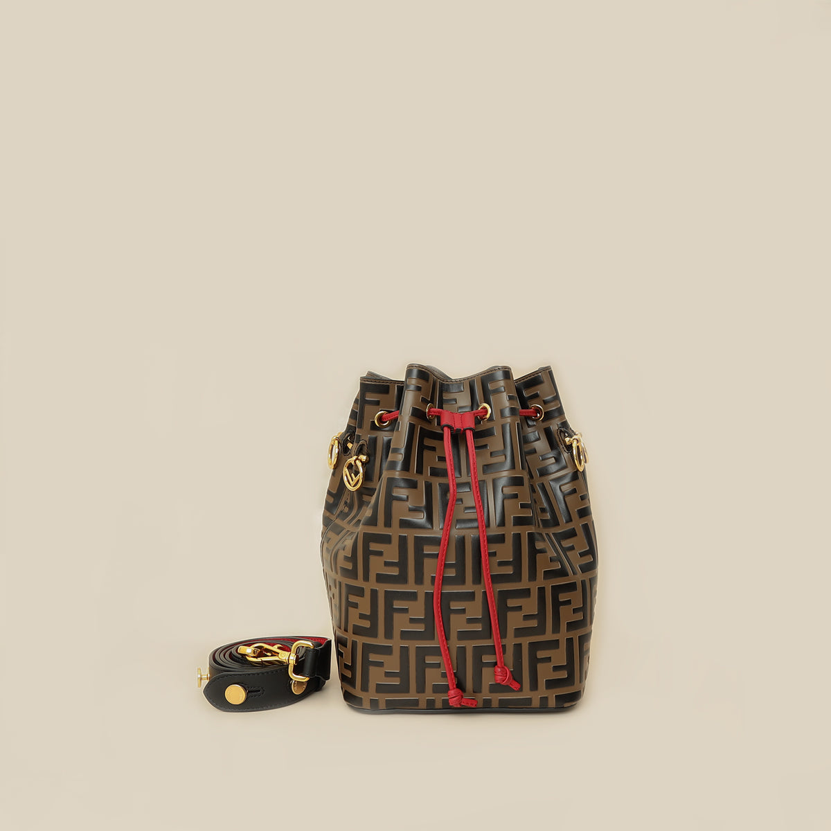 Fendi Brown FF Embossed Mon Tresor Bucket Bag
