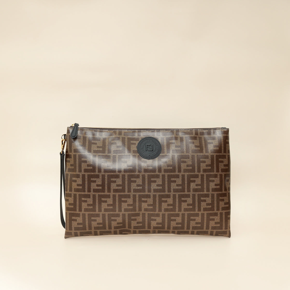 Fendi Brown FF Large Flat Wristlet Pouch
