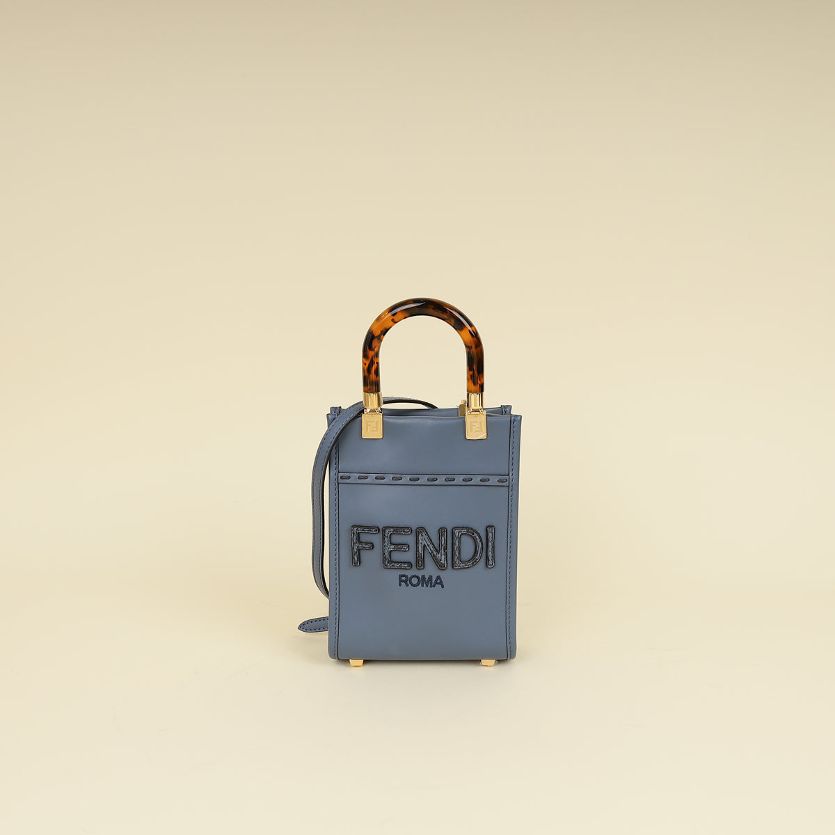 Fendi Dark Blue Mini Sunshine Shopper Bag