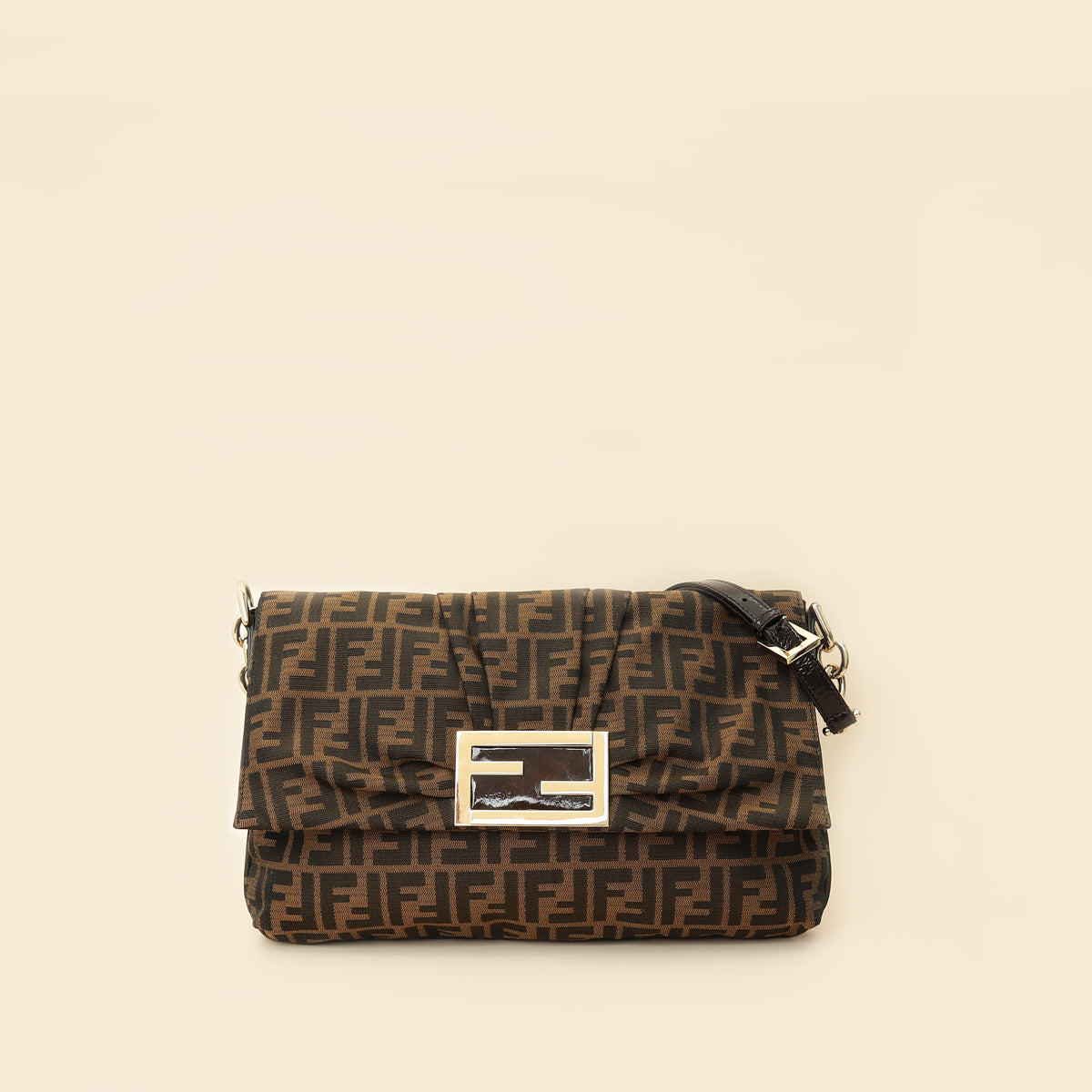 Fendi Tobacco Zucca Mia Flap Large Bag