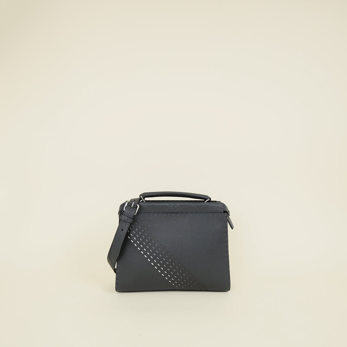 Fendi Grey Selleria Peekaboo Iconic Fit Mini Satchel Bag