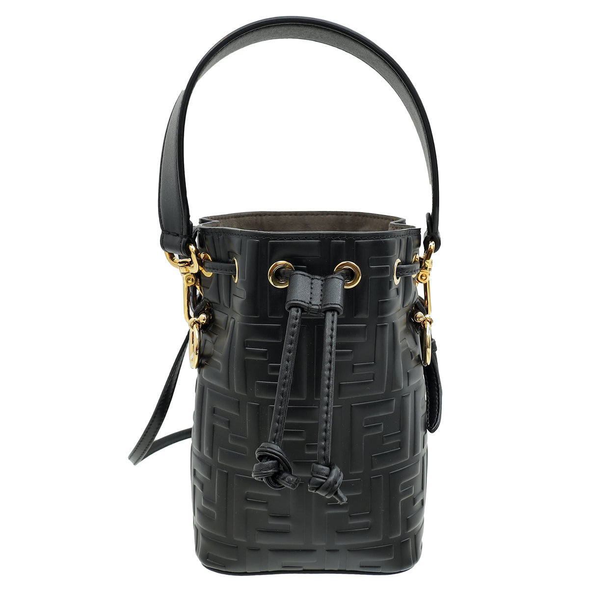 Fendi Black FF Embossed Mon Tresor Mini Bucket Bag
