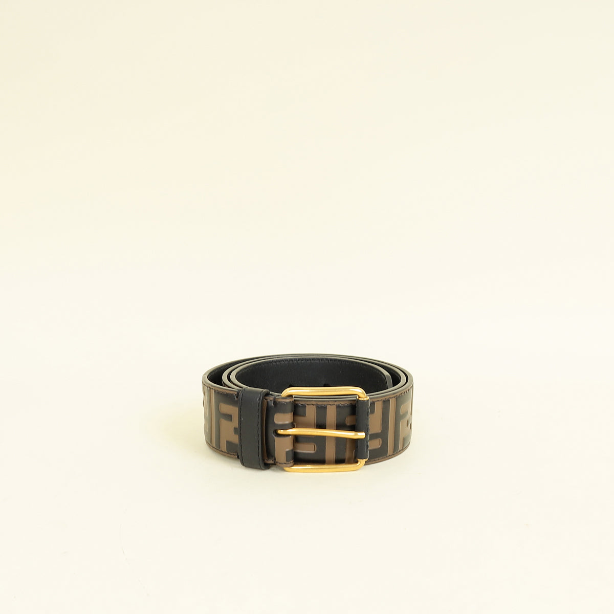 Fendi Tobacco FF Zucca 1974 Embossed Belt 36
