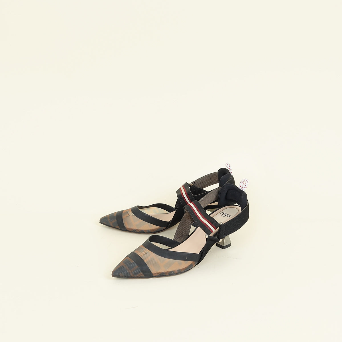 Fendi Bicolor FF Mesh Colibri Slingback Pump 37