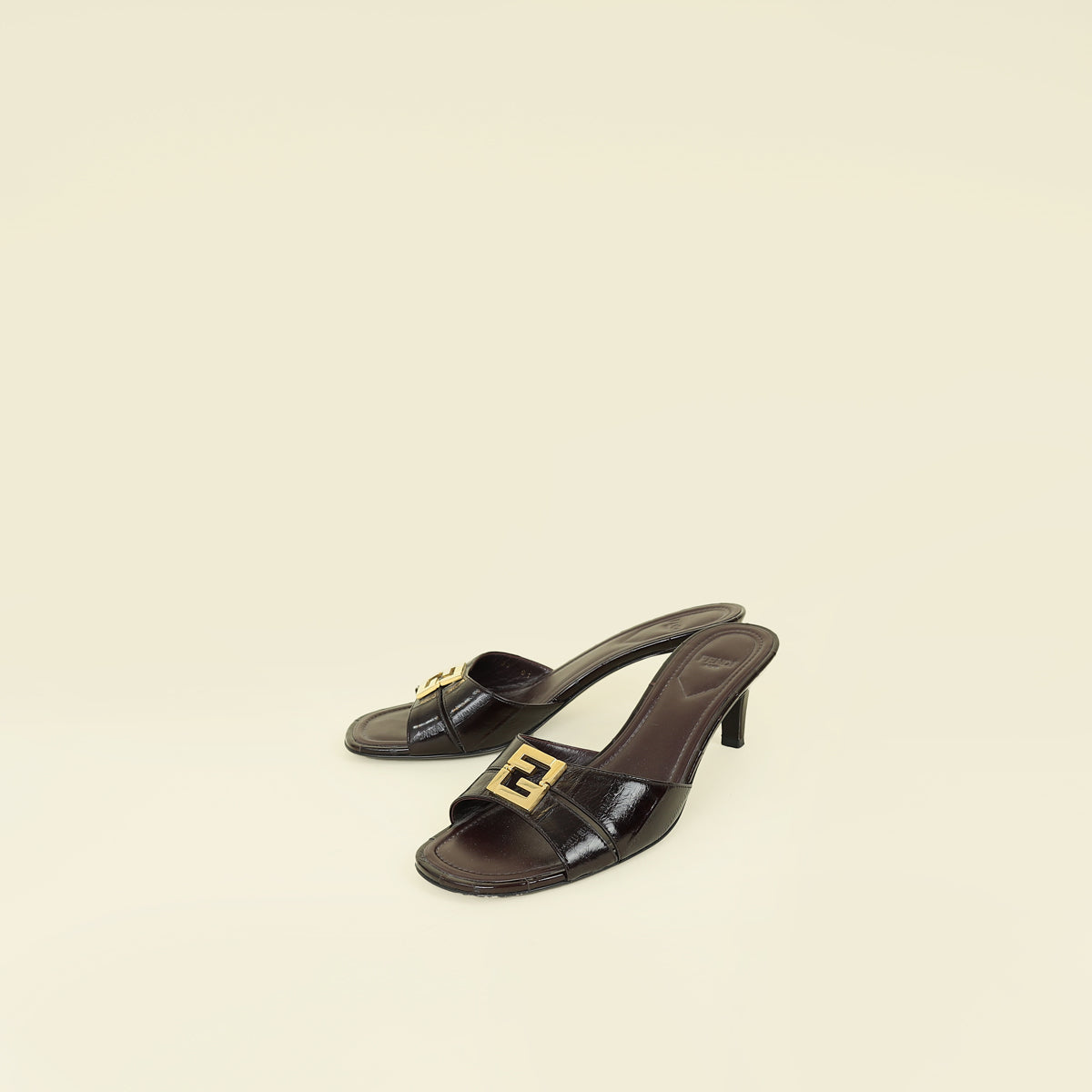 Fendi Black F Fold Mules 39