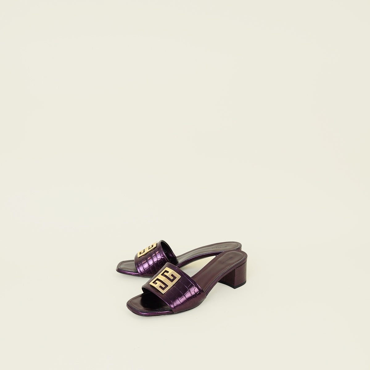 Givenchy Metallic Violet 4G Embossed Mules 39