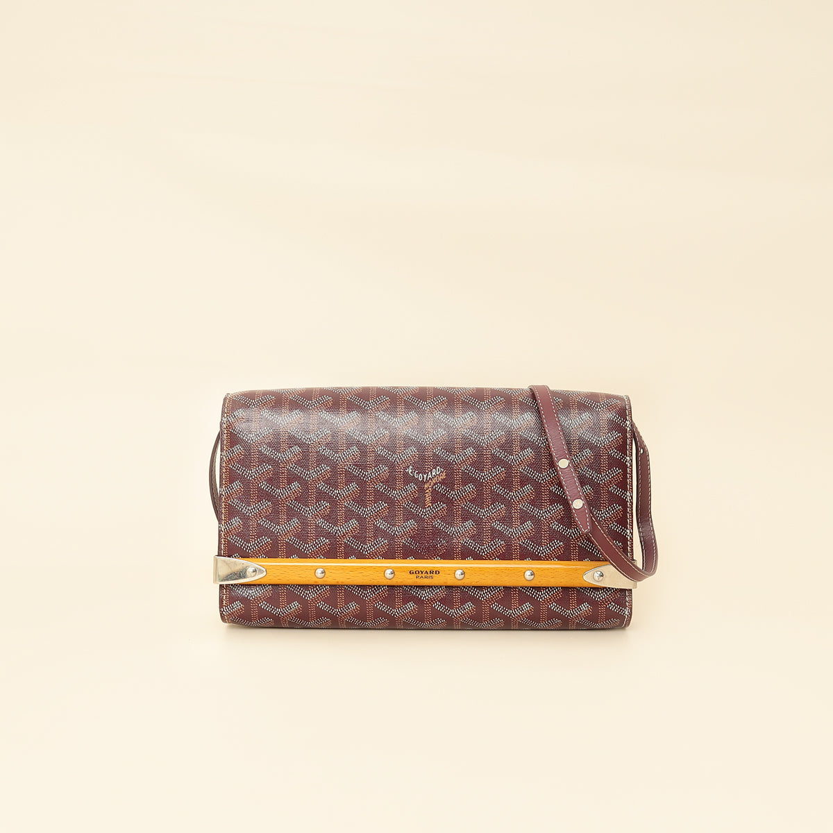 Goyard Burgundy Goyardine Monte Carlo PM Strap Clutch Bag