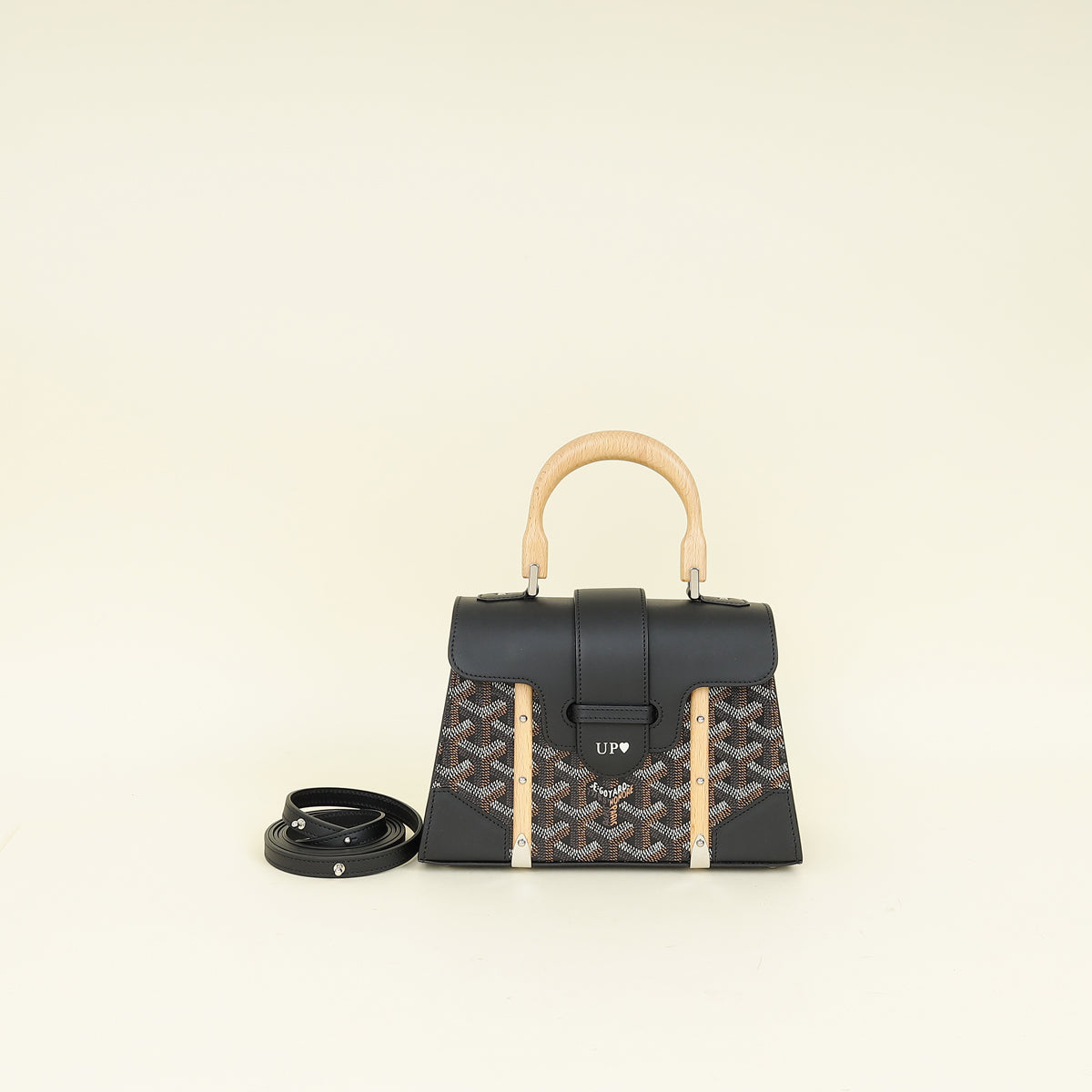 Goyard Black Goyardine Saigon Structure Mini Bag UP INITIAL