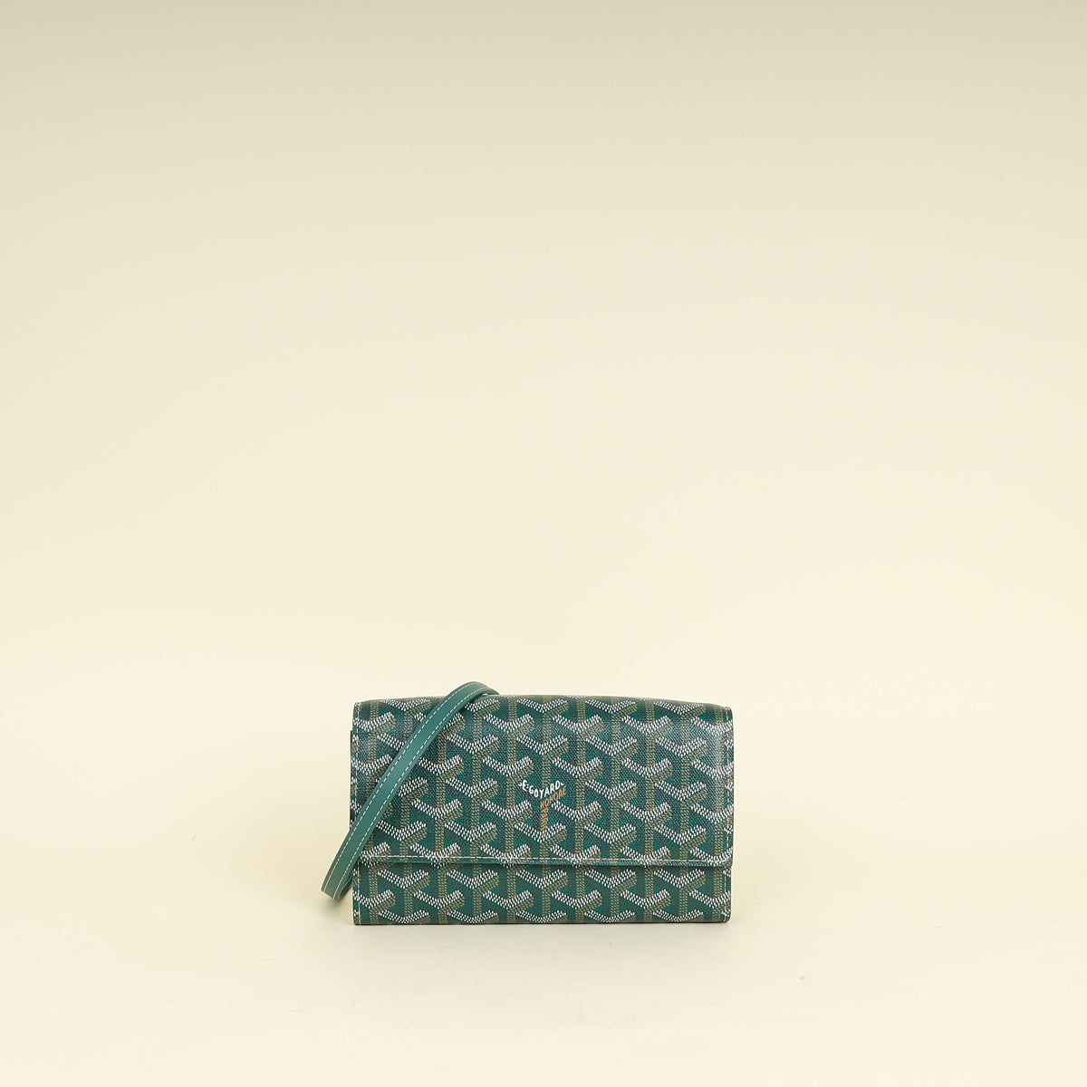 Goyard Green Goyardine Continental Wallet W/ Strap