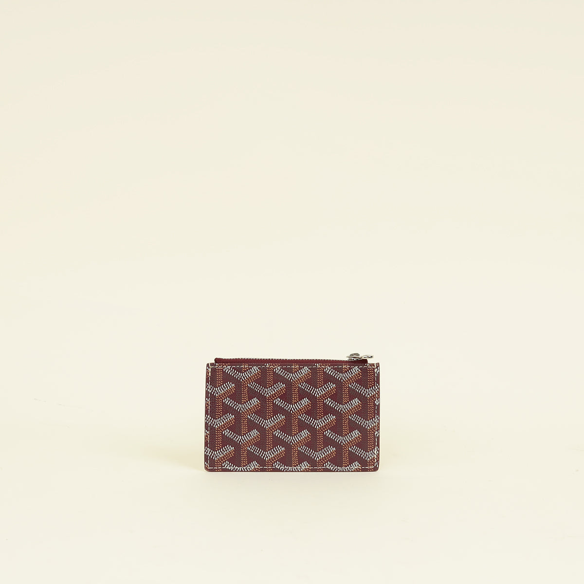 Goyard Burgundy Goyardine Bourbon Zipped Card Holder