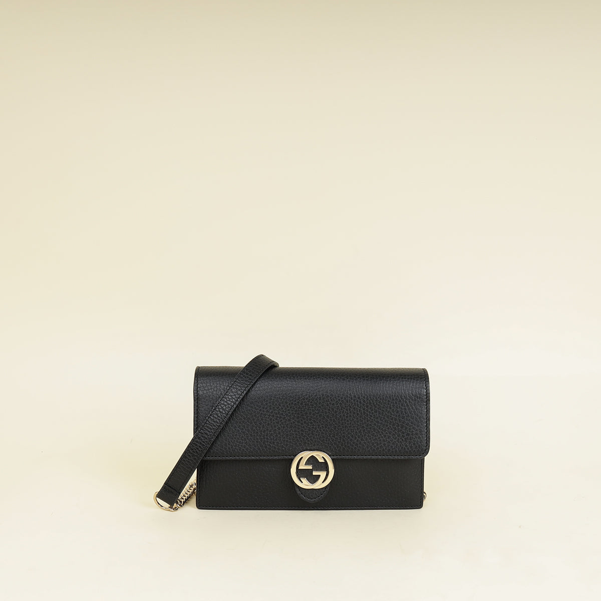 Gucci Black Interlocking G Wallet on Chain
