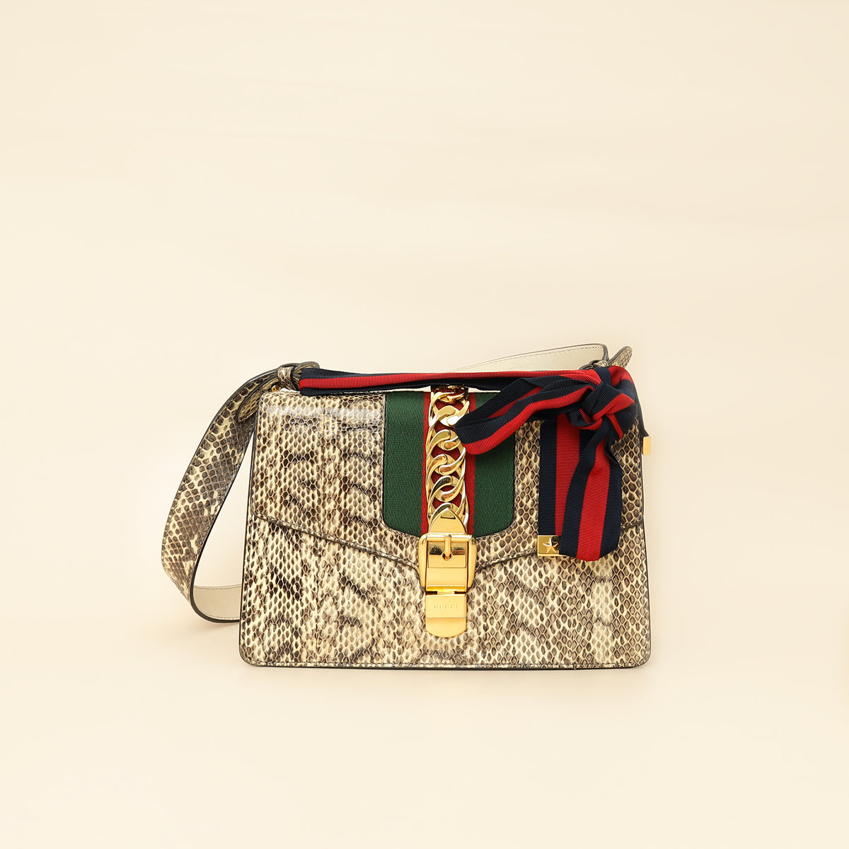 Gucci Bicolor Python Sylvie Small Shoulder Bag