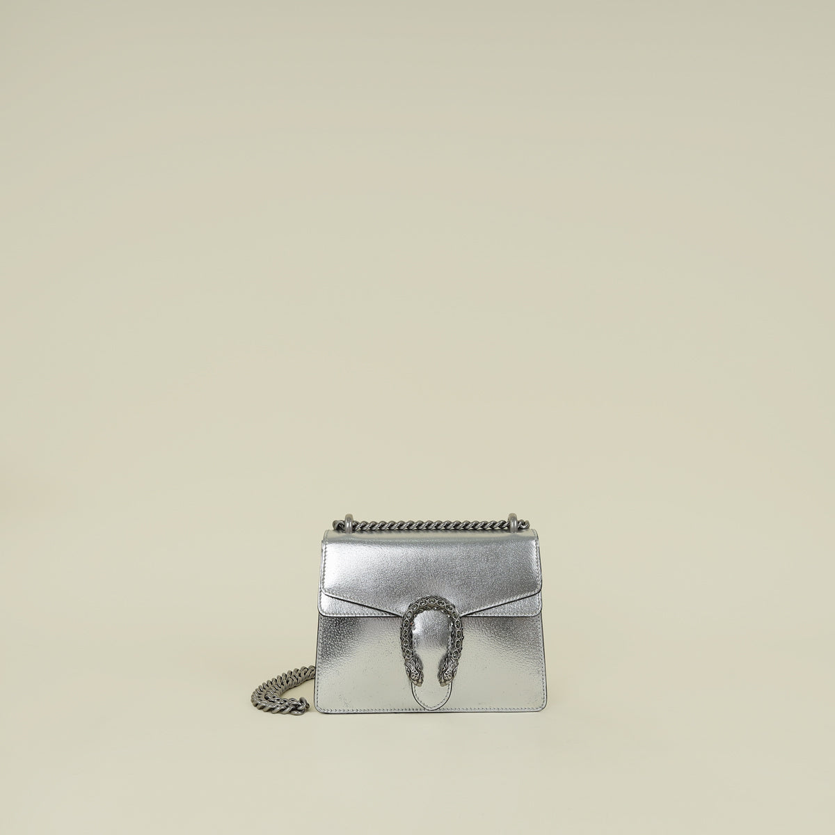 Gucci Metallic Silver Crystal Dionysus Shoulder Bag