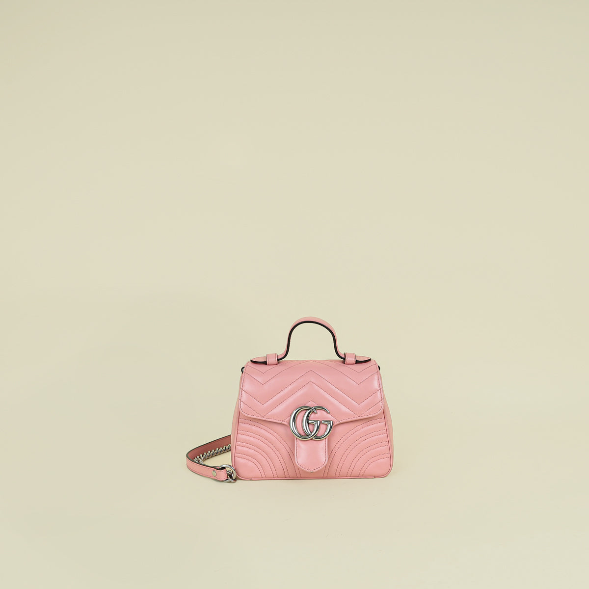 Gucci Pink GG Marmont Top Handle Chain Bag
