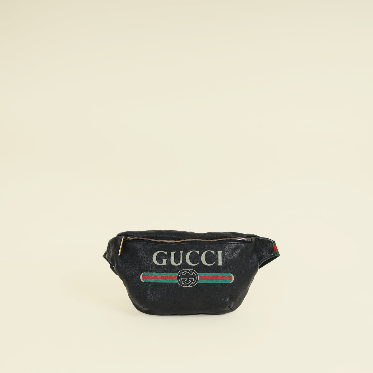 Gucci Black Logo Print Large Belt Bag