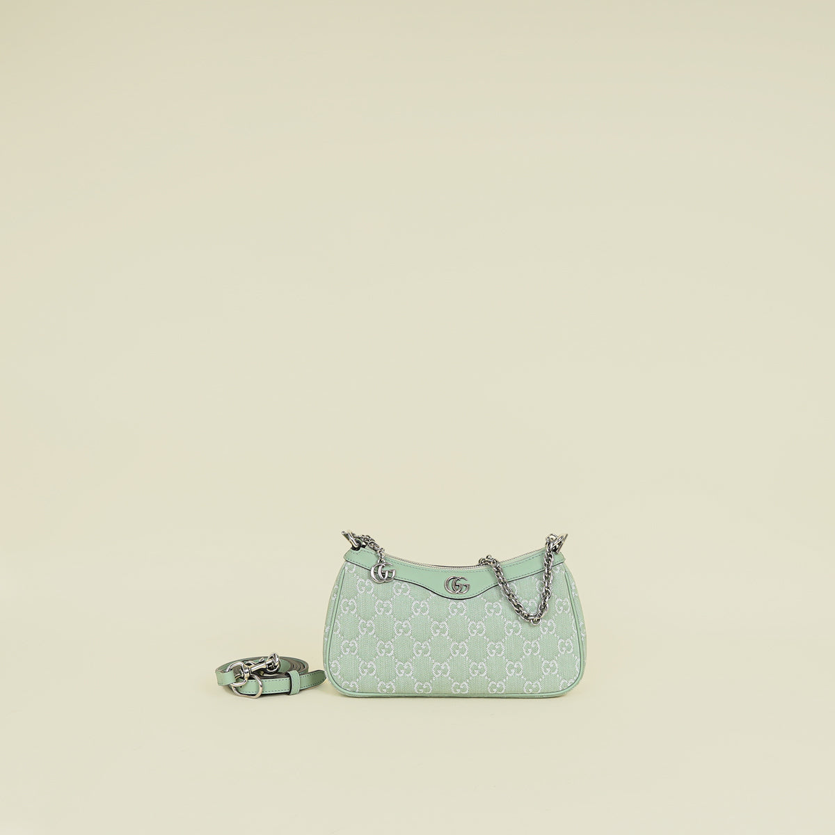 Gucci Pale Green Ophidia Denim Small Shoulder Bag
