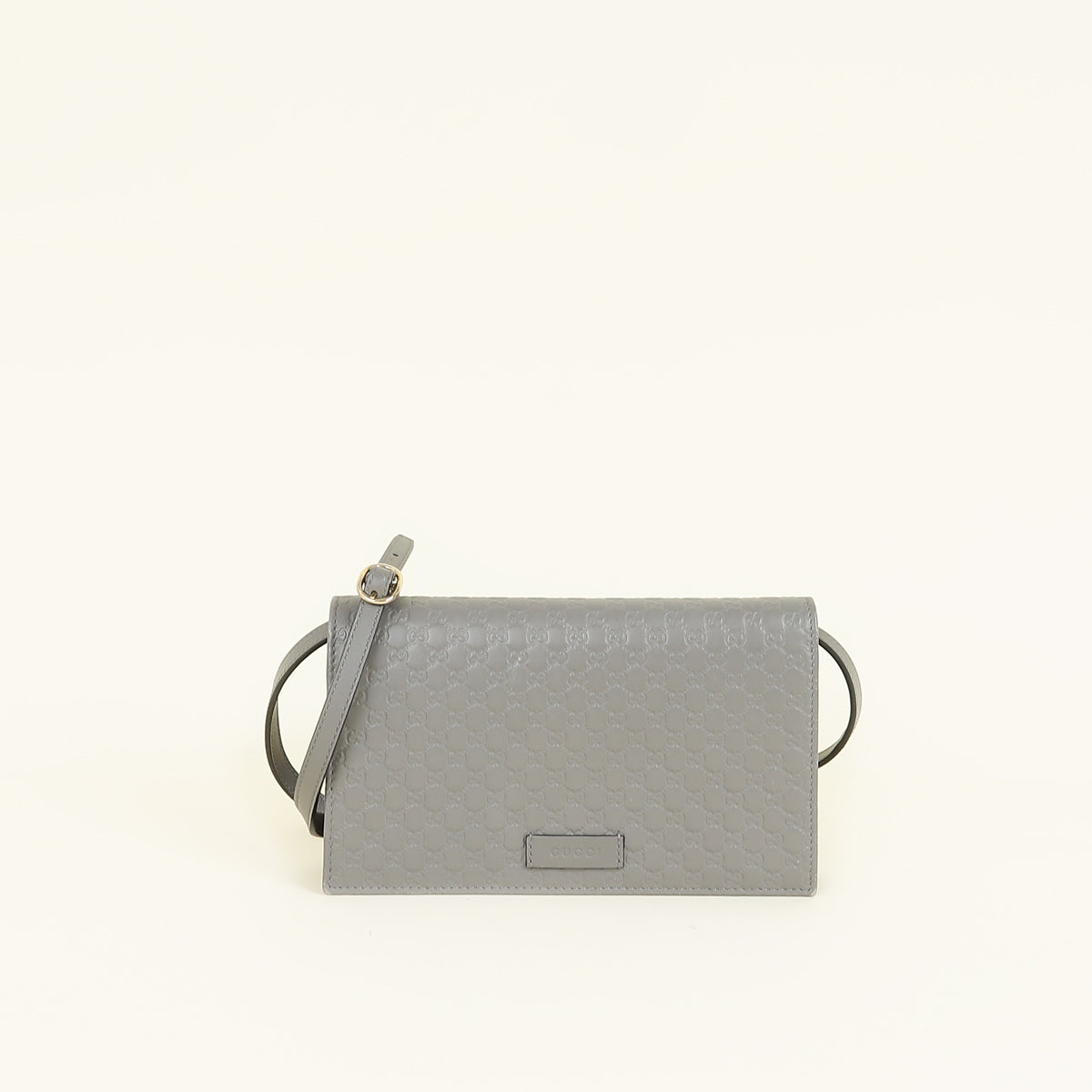 Gucci Grey GG Micro Guccissima Strap Wallet
