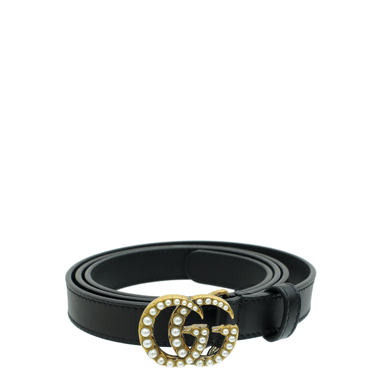 Gucci Black Double G Pearl 20mm Belt 40