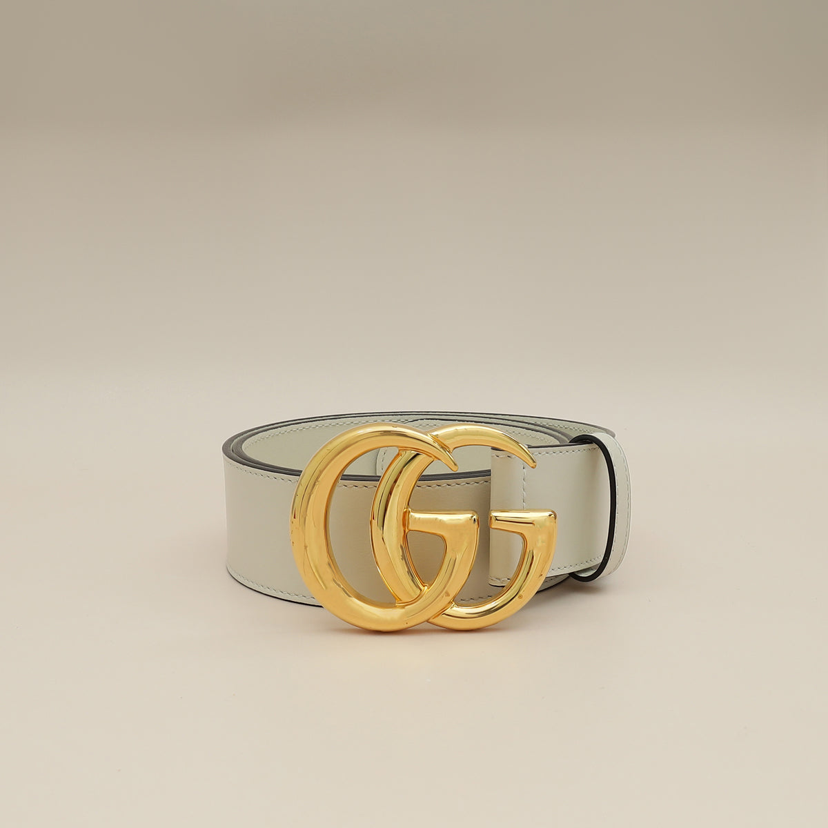 Gucci White Double G Buckle 40mm Belt 30