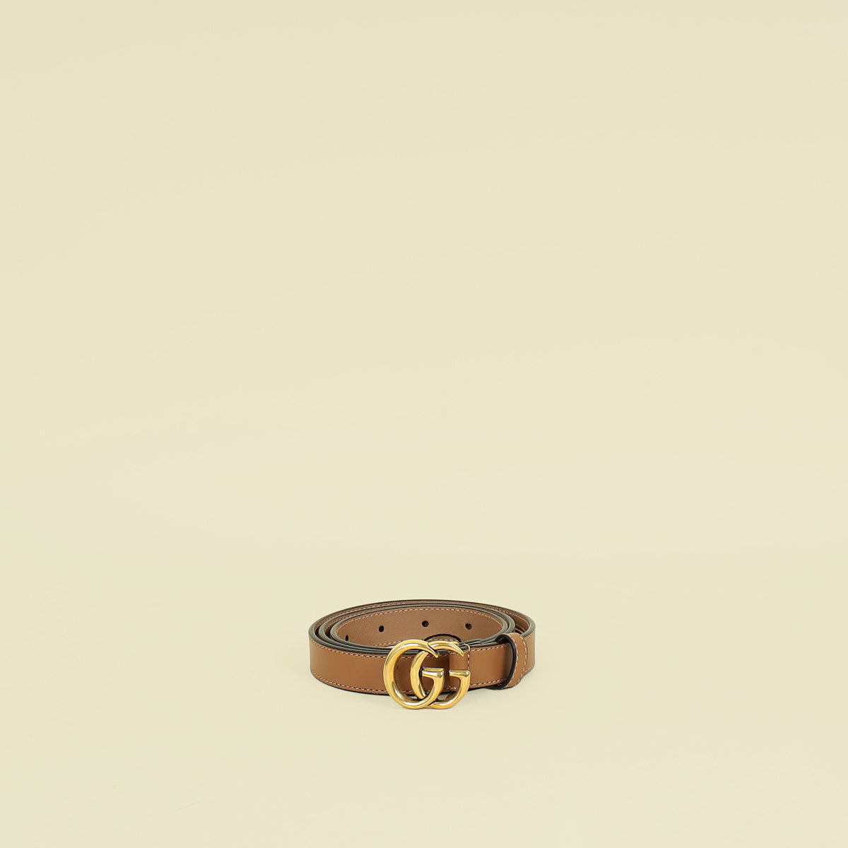 Gucci Light Brown GG Buckle Thin Belt 32