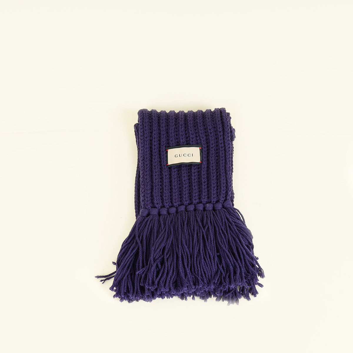 Gucci Dark Indigo Knit Wool Scarf