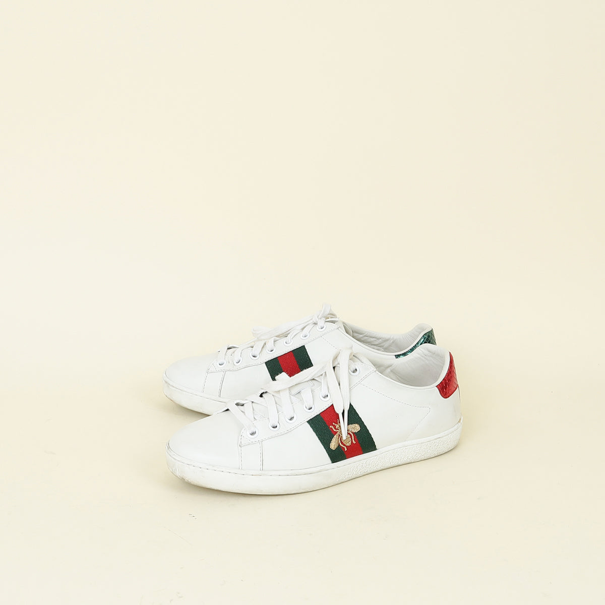 Gucci White Bee Embroidered Ace Sneakers 38