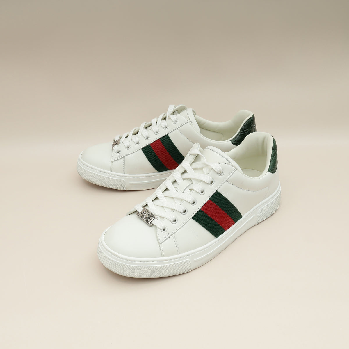 Gucci White Ace With Web Trainer Sneaker 36.5