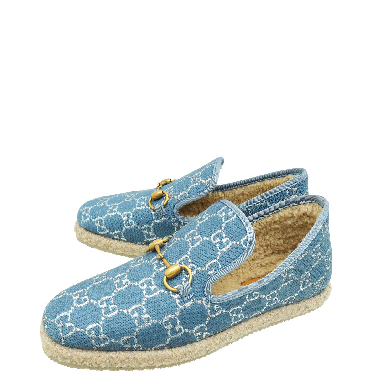 Gucci Denim Blue GG Fria Horsebit Loafers 39