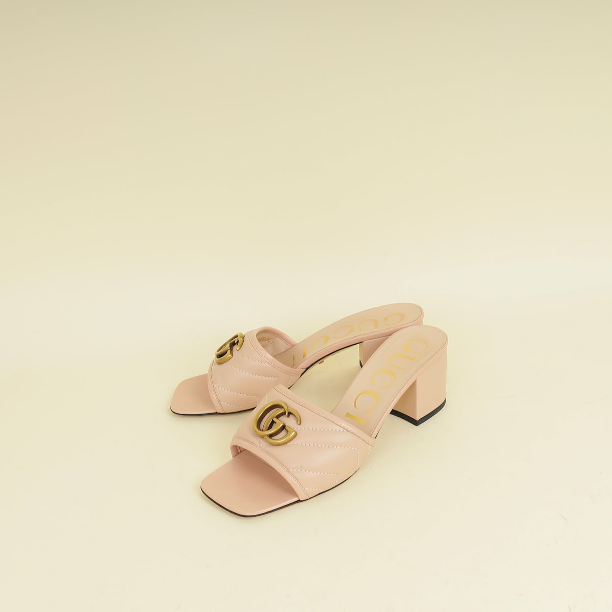 Gucci Light Peach Double G Slide Sandals 36.5