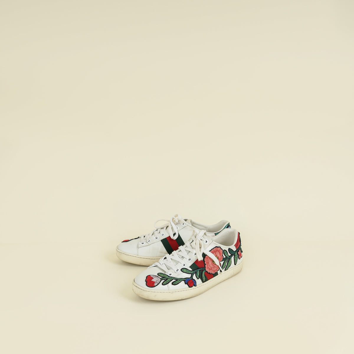 Gucci White Multicolor Ace Floral Embroidered Sneaker 36