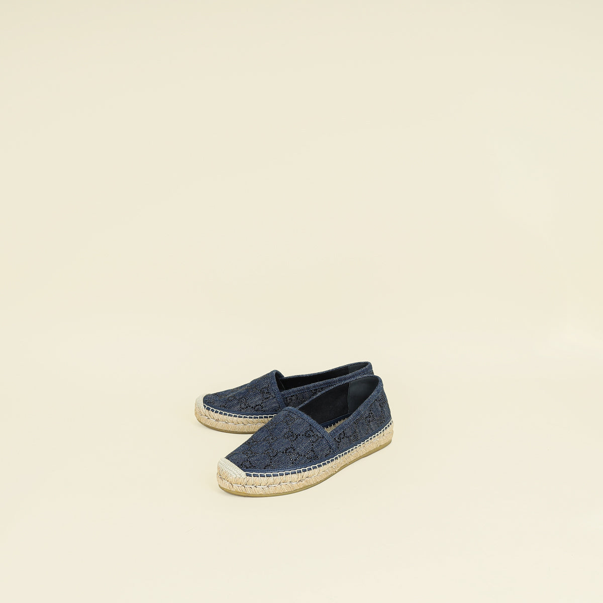 Gucci Denim Blue GG Crystals Espadrilles 36