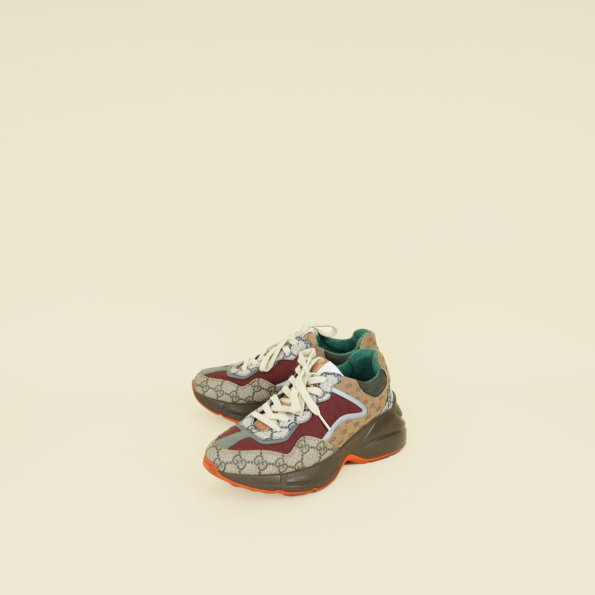 Gucci Ebony Multicolor Mix Monogram GG Rhyton Sneaker 37.5