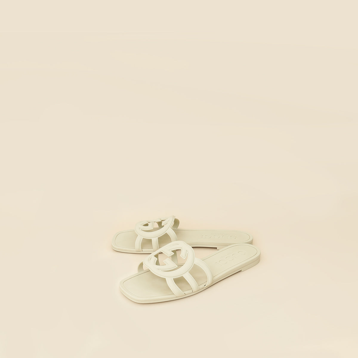 Gucci Off White Interlocking G Cutout Slide Sandal 37
