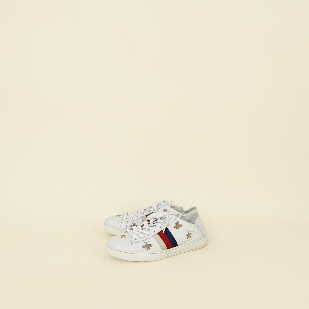 Gucci White Star & Bees Embroidered Ace Sneakers 37