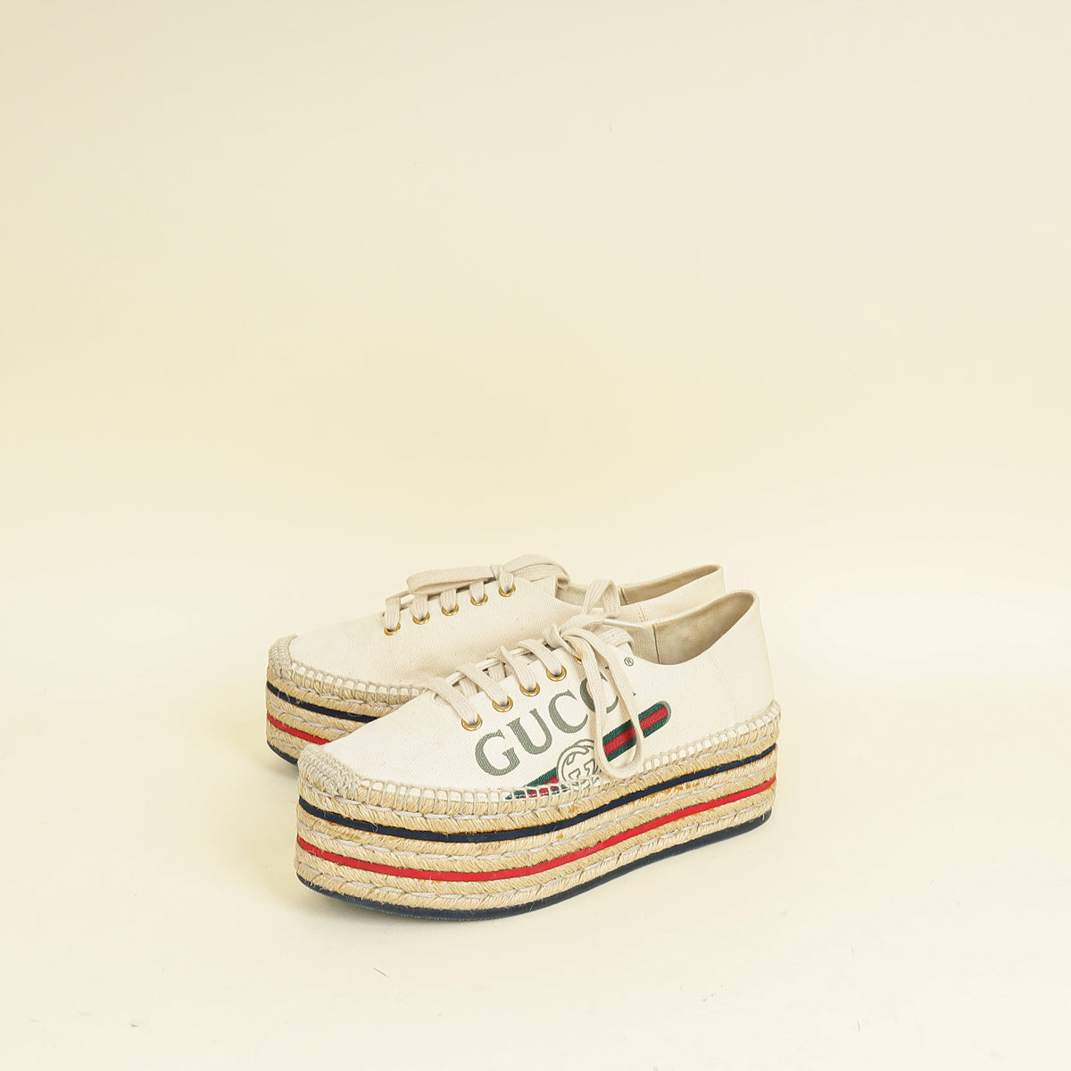 Gucci Greggio Grege Platform Espadrille Logo Sneakers 38.5