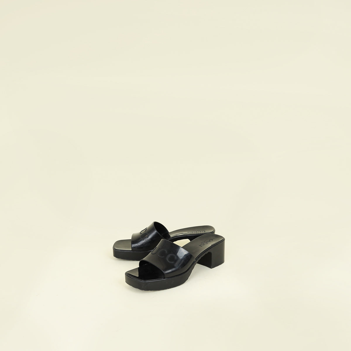 Gucci Black Logo Rubber Slide Sandal 38