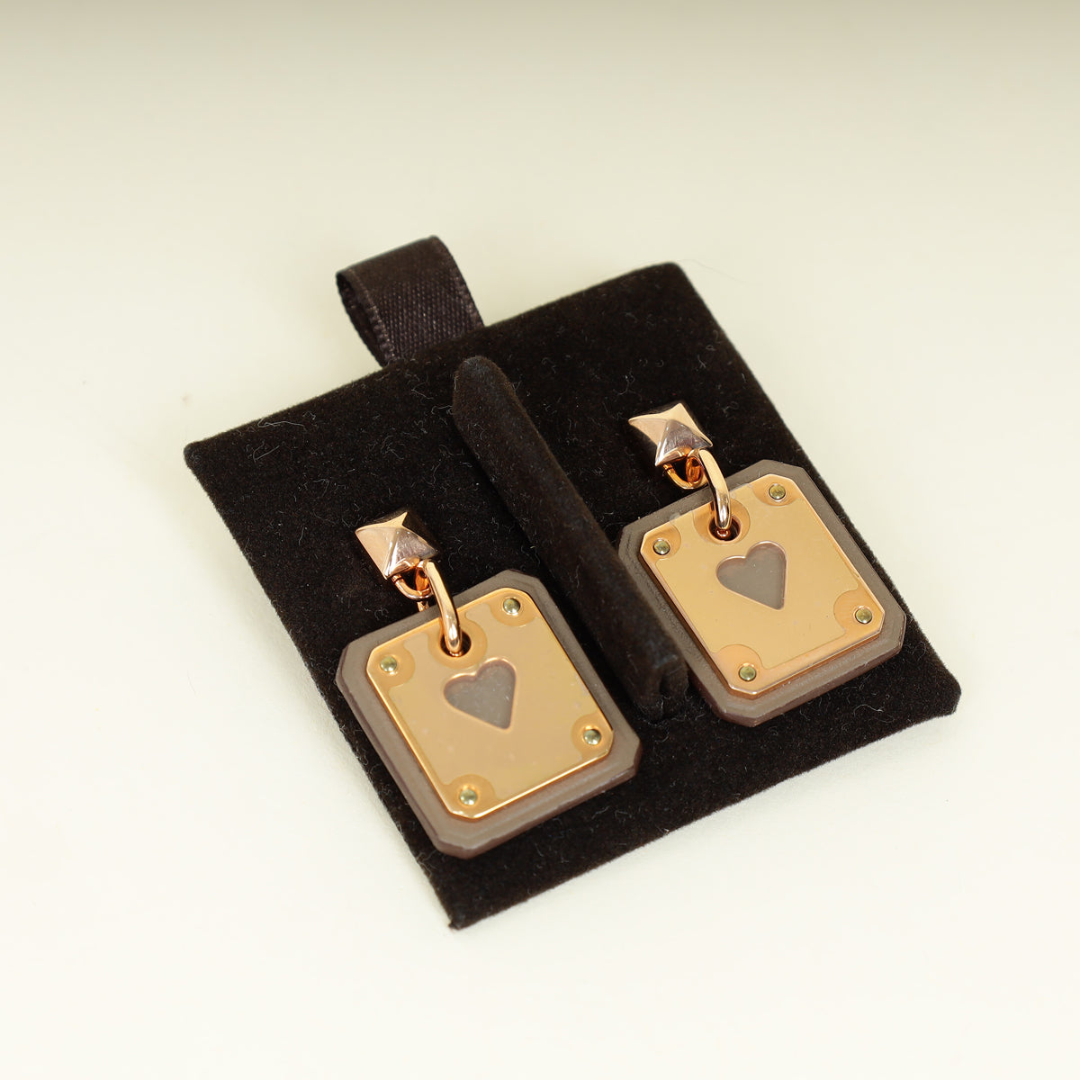 Hermes Etoupe As de Coeur Earrings