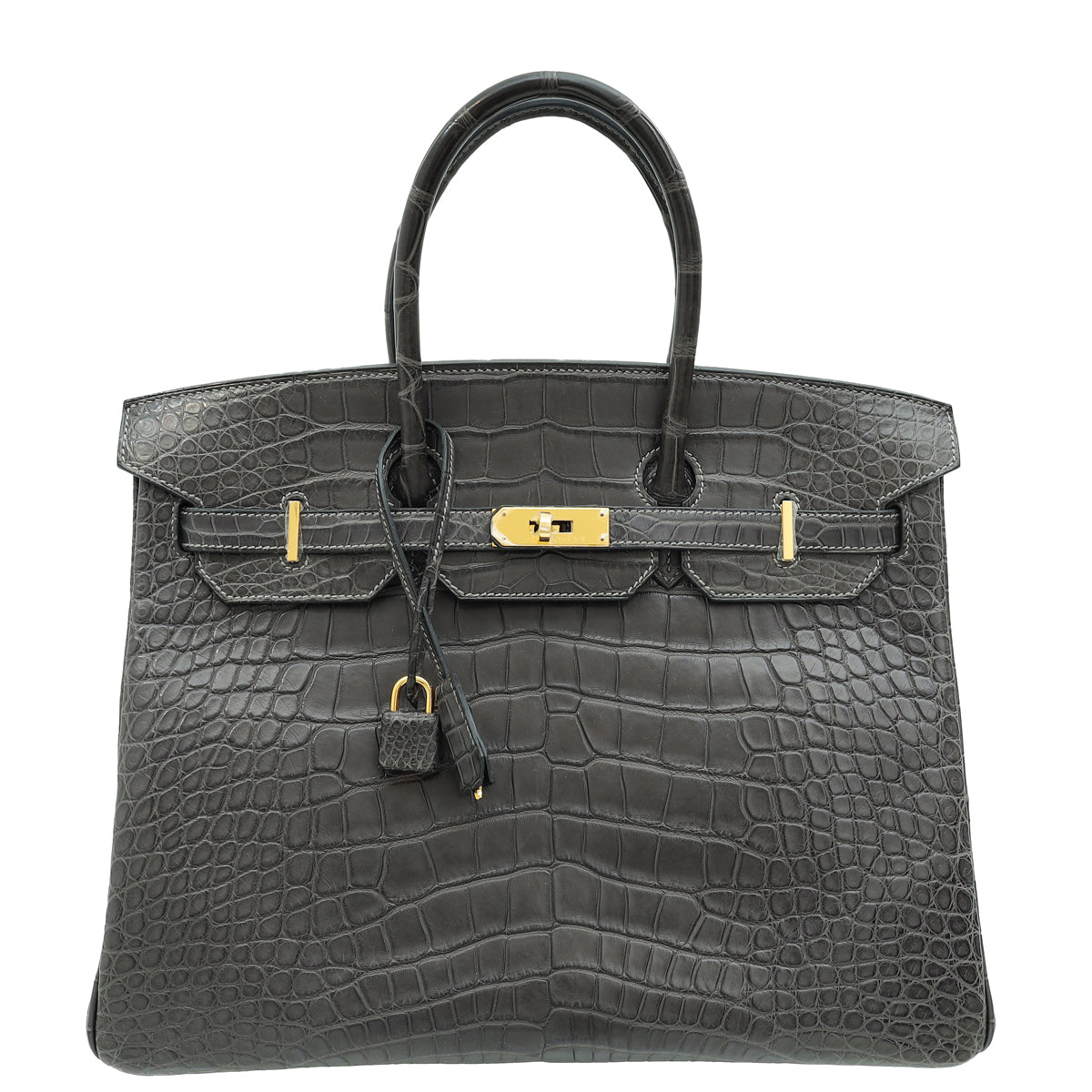 Hermes Graphite Matte Alligator Birkin 35 Bag