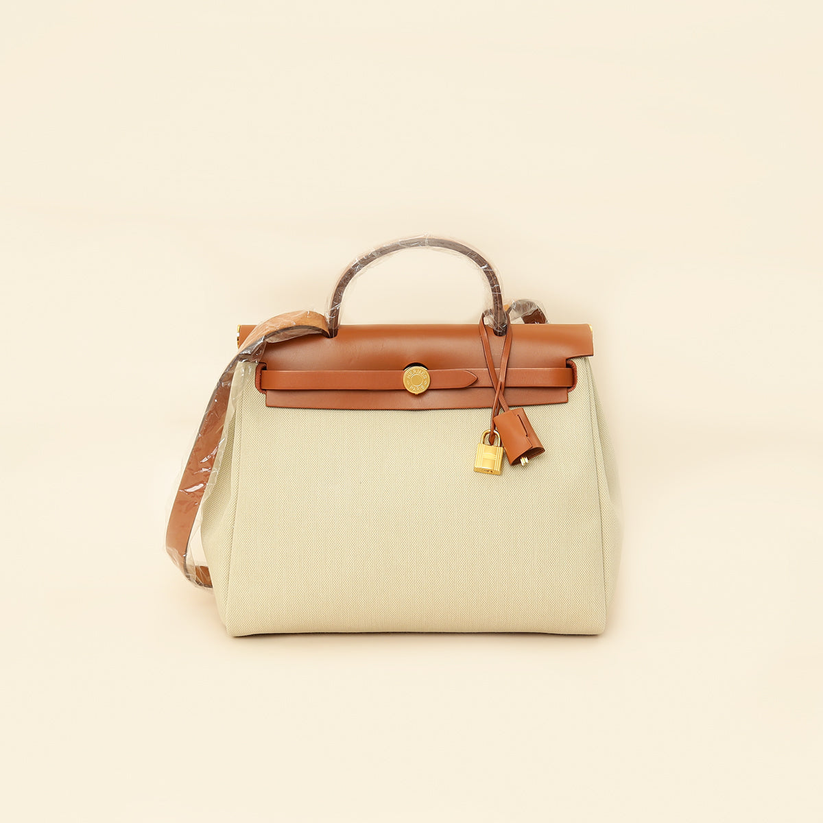 Hermes Bicolor Herbag Zip 31 PM Retourne Toile Militaire Vache Hunter Bag