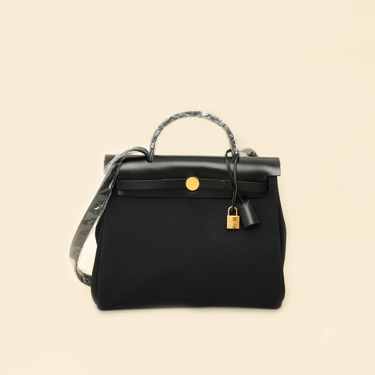 Hermes Noir Herbag Zip 31 Retourne Military Toile Bag