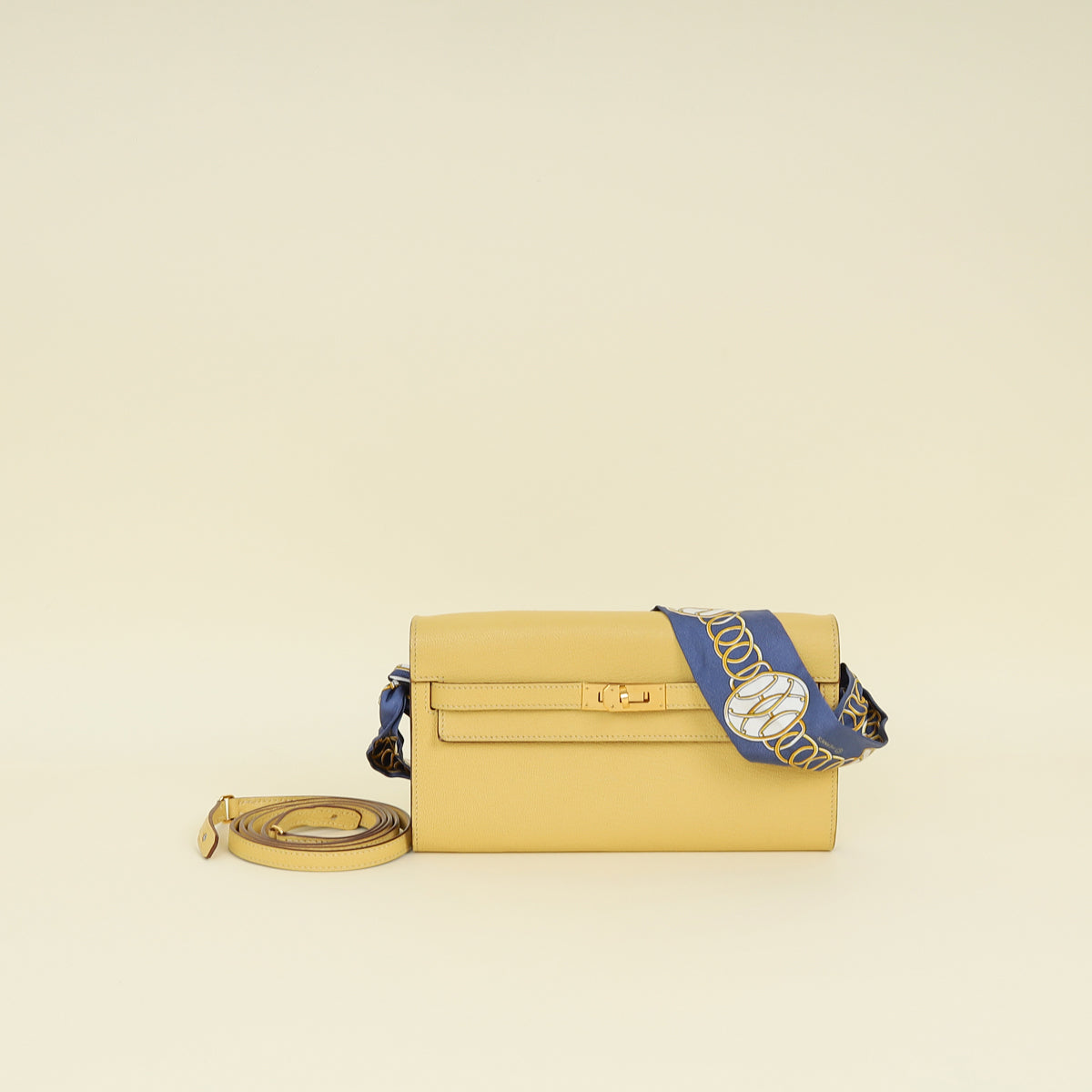 Hermes Jaune Poussin Kelly To Go Chevre Mysore Wallet w/ Twilly
