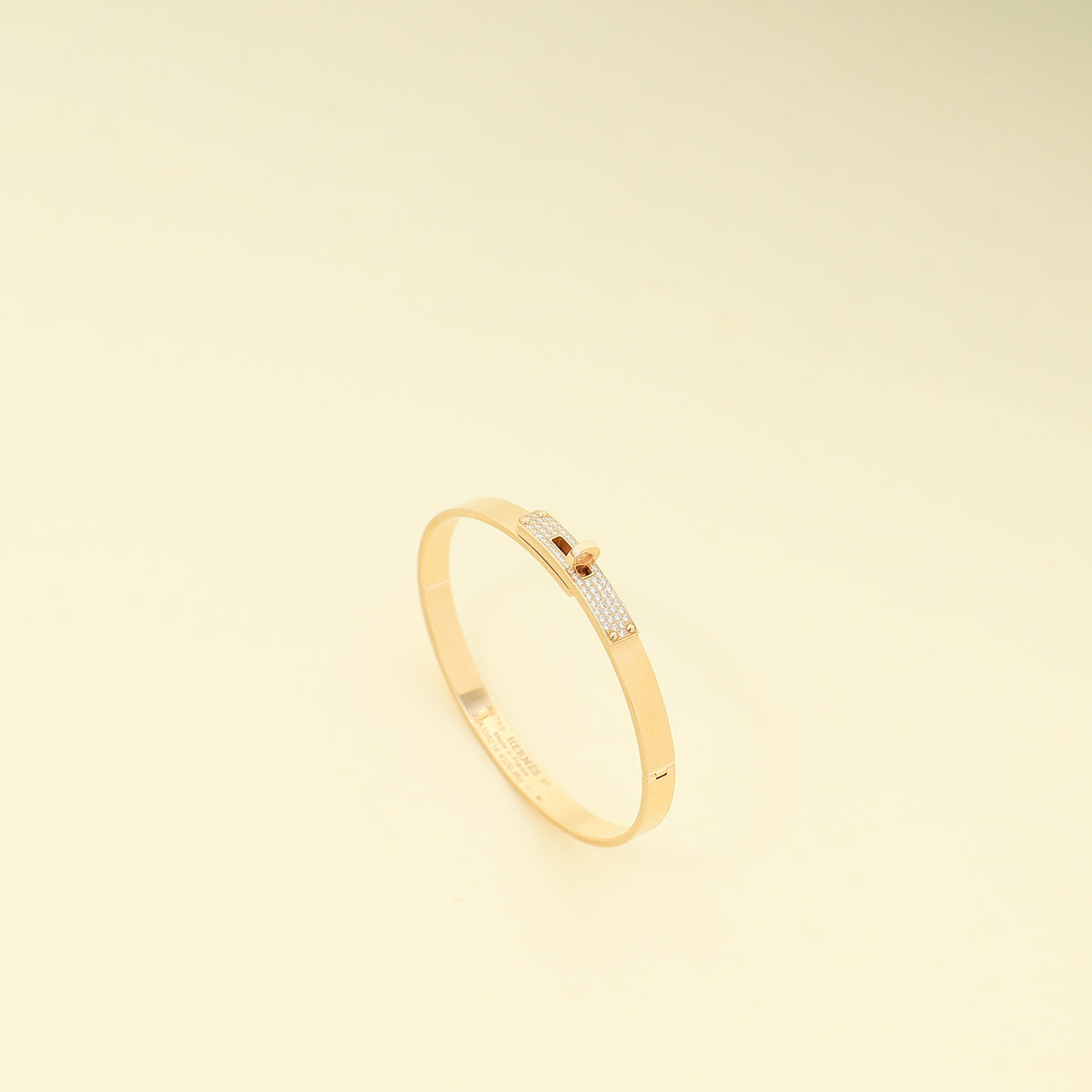 Hermes 18K Rose Gold Kelly Diamond Small Model Bracelet