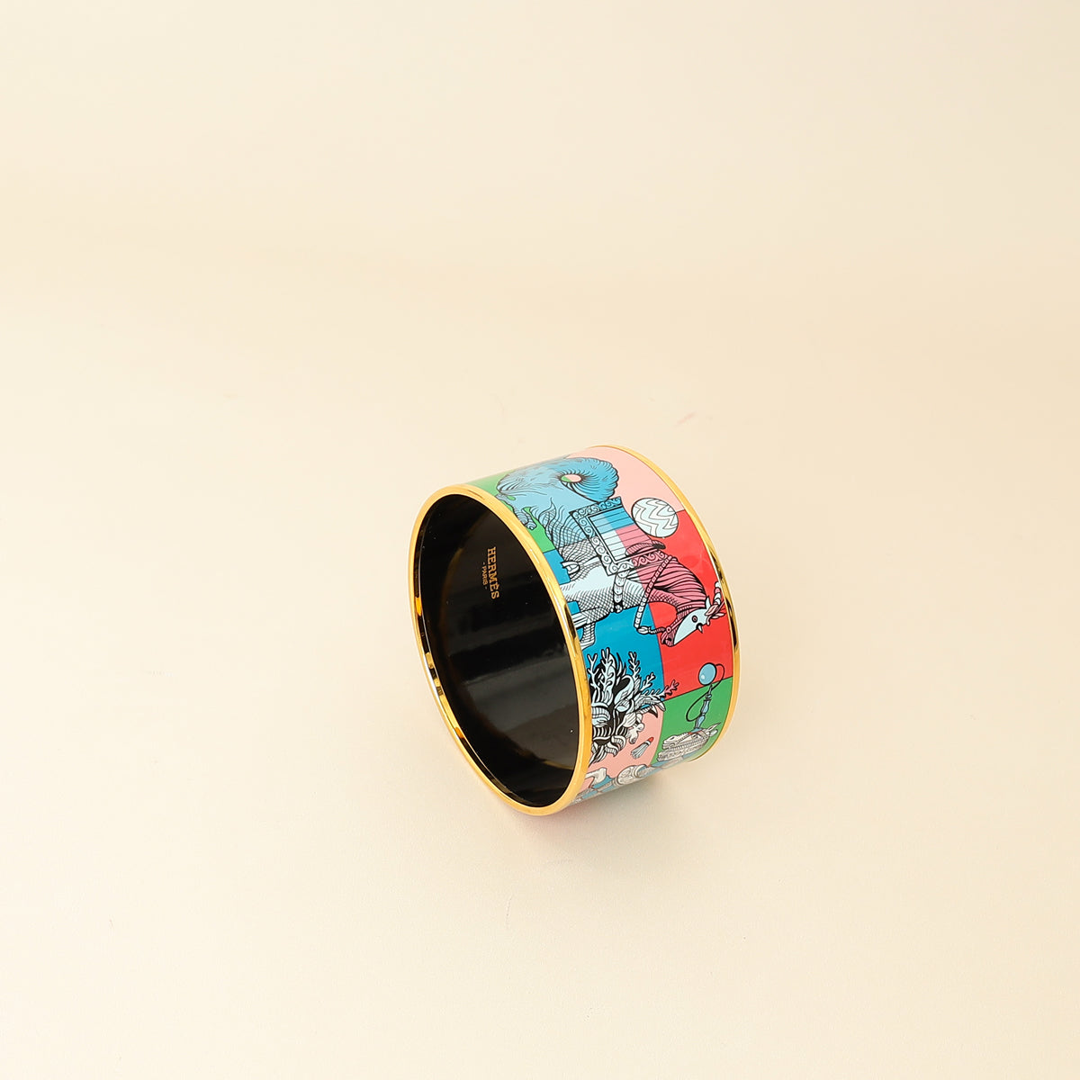 Hermes Multicolor Della Cavalleria Favolosa Enamel Wide Bracelet