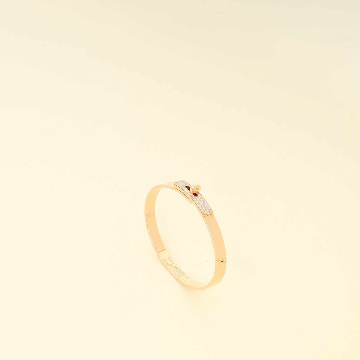 Hermes 18K Rose Gold Kelly Diamond Small Model Bracelet